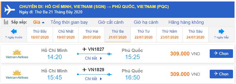 Vé máy bay đi Phú Quốc từ TPHCM